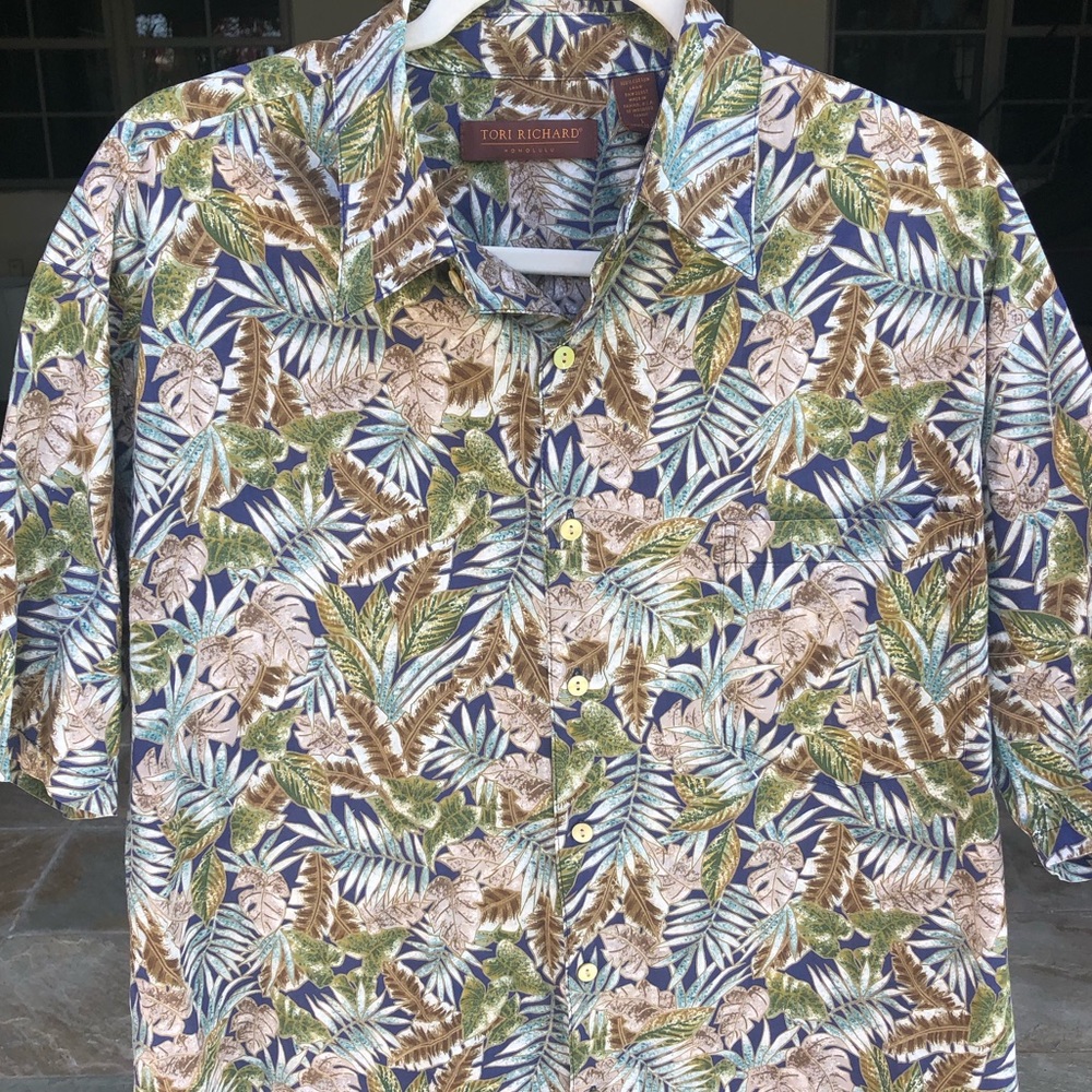 TORI RICHARD HAWAIIAN BUTTON DOWN SHIRT MENS L